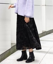 OLHAA10139 eur3(エウルキューブ) 【大きいサイズ】オーガンジーフロッキープリントスカート ブラック(94)