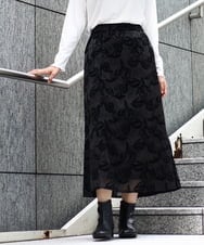 OLHAA10139 eur3(エウルキューブ) 【大きいサイズ】オーガンジーフロッキープリントスカート ブラック(94)