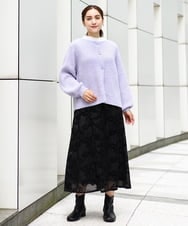 OLHAA10139 eur3(エウルキューブ) 【大きいサイズ】オーガンジーフロッキープリントスカート ブラック(94)