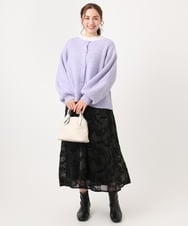 OLHAA10139 eur3(エウルキューブ) 【大きいサイズ】オーガンジーフロッキープリントスカート ブラック(94)