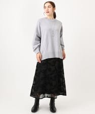OLHAA10139 eur3(エウルキューブ) 【大きいサイズ】オーガンジーフロッキープリントスカート ブラック(94)
