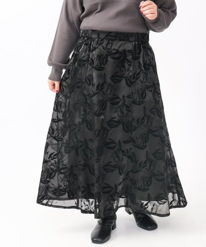 OLHAA10139 eur3 【大きいサイズ】オーガンジーフロッキープリントスカート