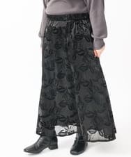 OLHAA10139 eur3(エウルキューブ) 【大きいサイズ】オーガンジーフロッキープリントスカート ブラック(94)