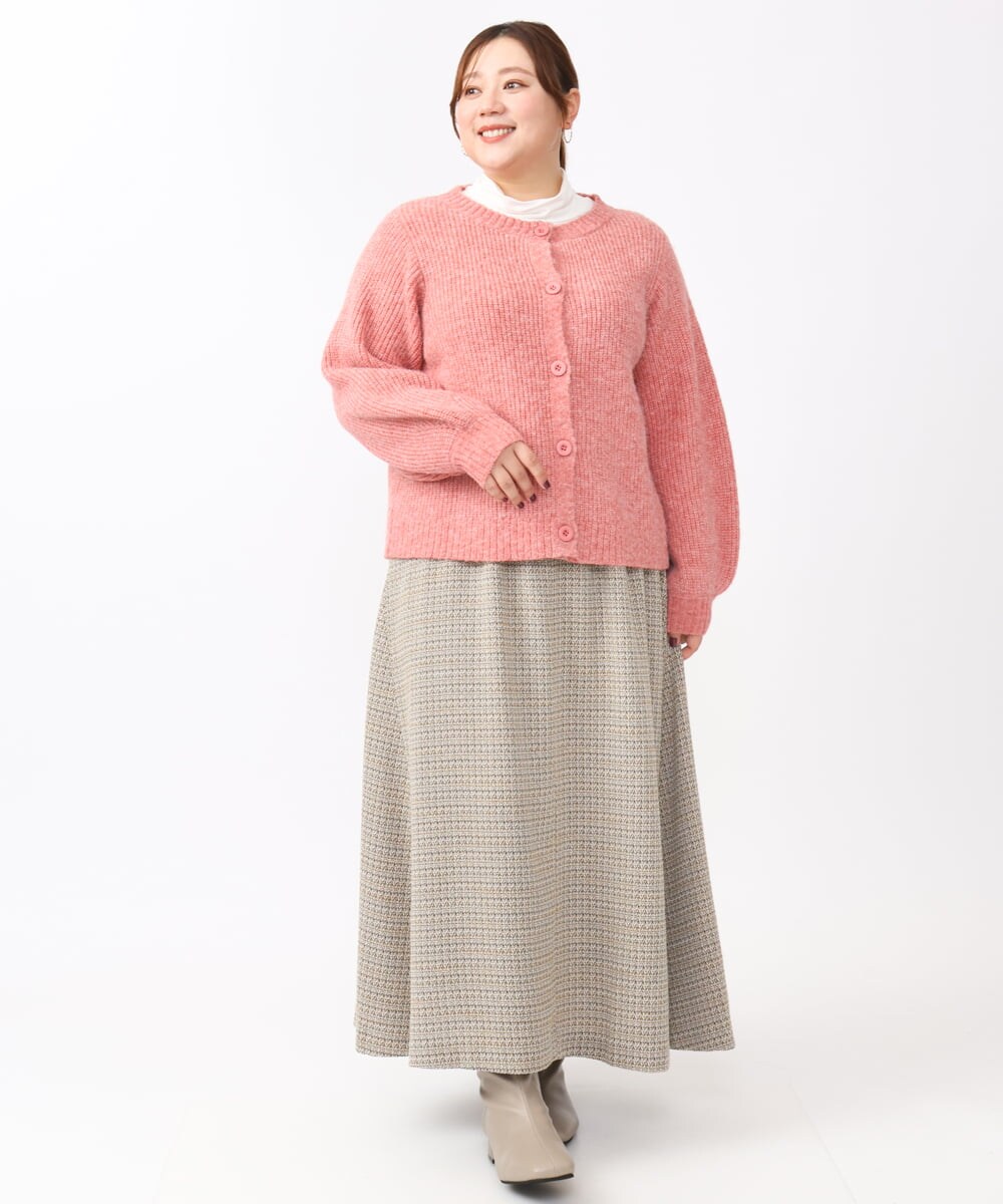 OLHAA11129 eur3(エウルキューブ) 【大きいサイズ】ツイードAラインスカート ダークブラウン(87）