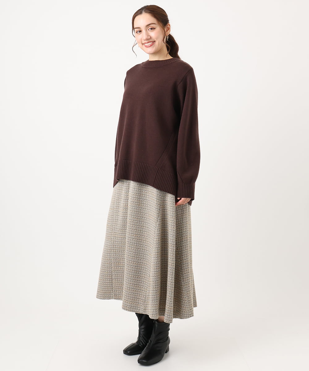 OLHAA11129 eur3(エウルキューブ) 【大きいサイズ】ツイードAラインスカート ダークブラウン(87）