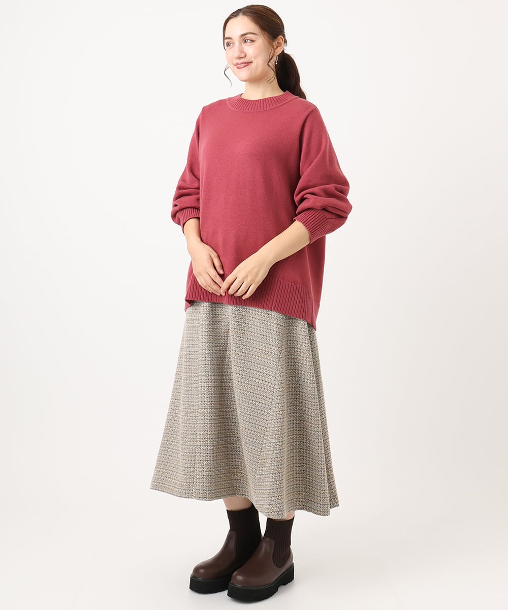 OLHAA11129 eur3(エウルキューブ) 【大きいサイズ】ツイードAラインスカート ダークブラウン(87）
