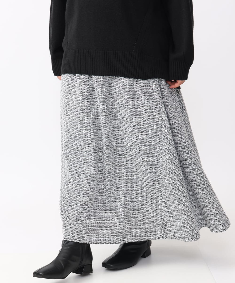 OLHAA11129 eur3(エウルキューブ) 【大きいサイズ】ツイードAラインスカート ブラック(94)