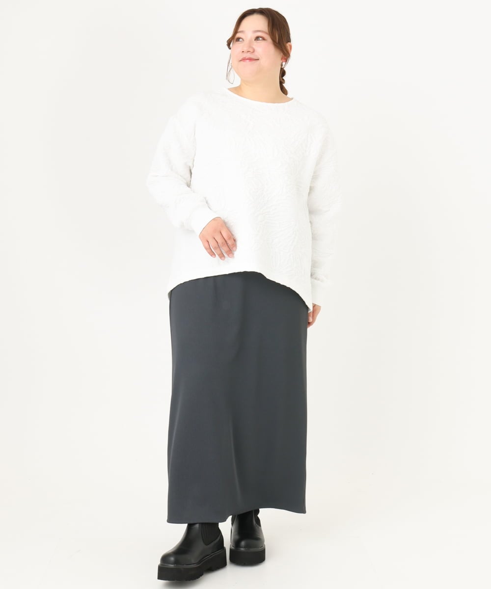 OLHAA17089 eur3(エウルキューブ) 【大きいサイズ】リブカットタイトスカート ダークグレー(93)