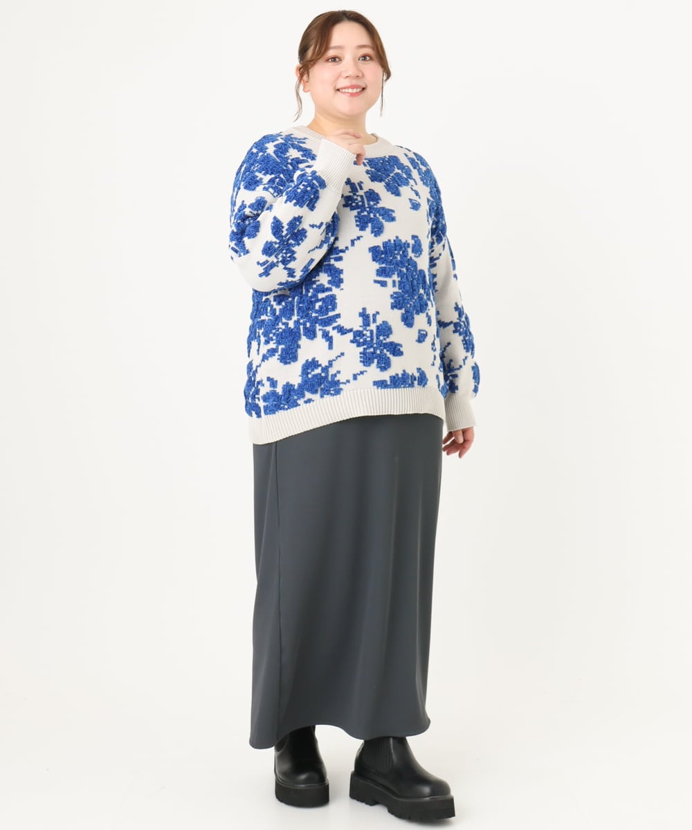 OLHAA17089 eur3(エウルキューブ) 【大きいサイズ】リブカットタイトスカート ダークグレー(93)
