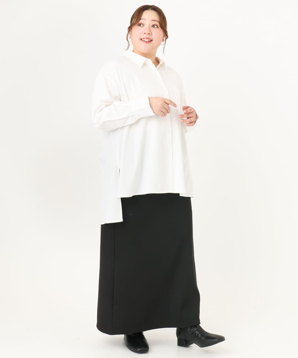 OLHAA17089 eur3(エウルキューブ) 【大きいサイズ】リブカットタイトスカート ブラック(94)