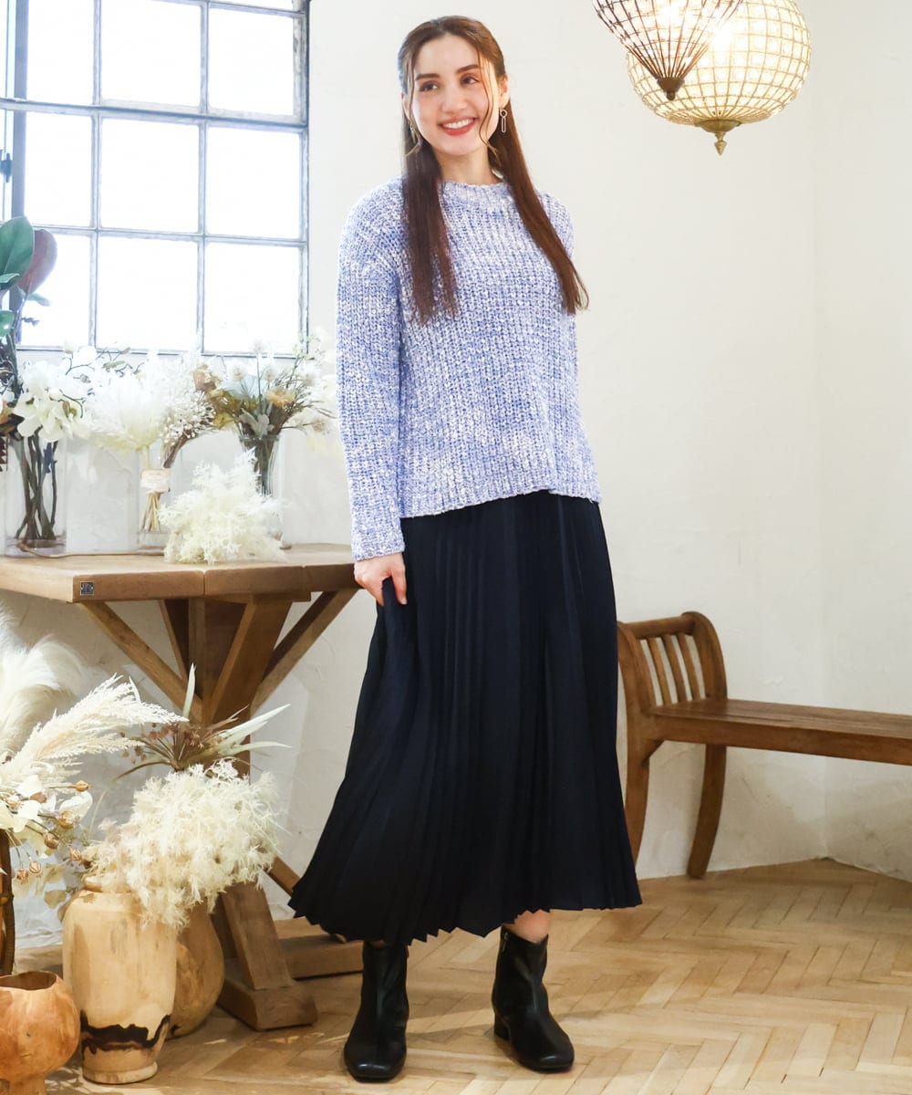 OLHAD07129 eur3(エウルキューブ) 【大きいサイズ】ランダムプリーツスカート ネイビー(57)