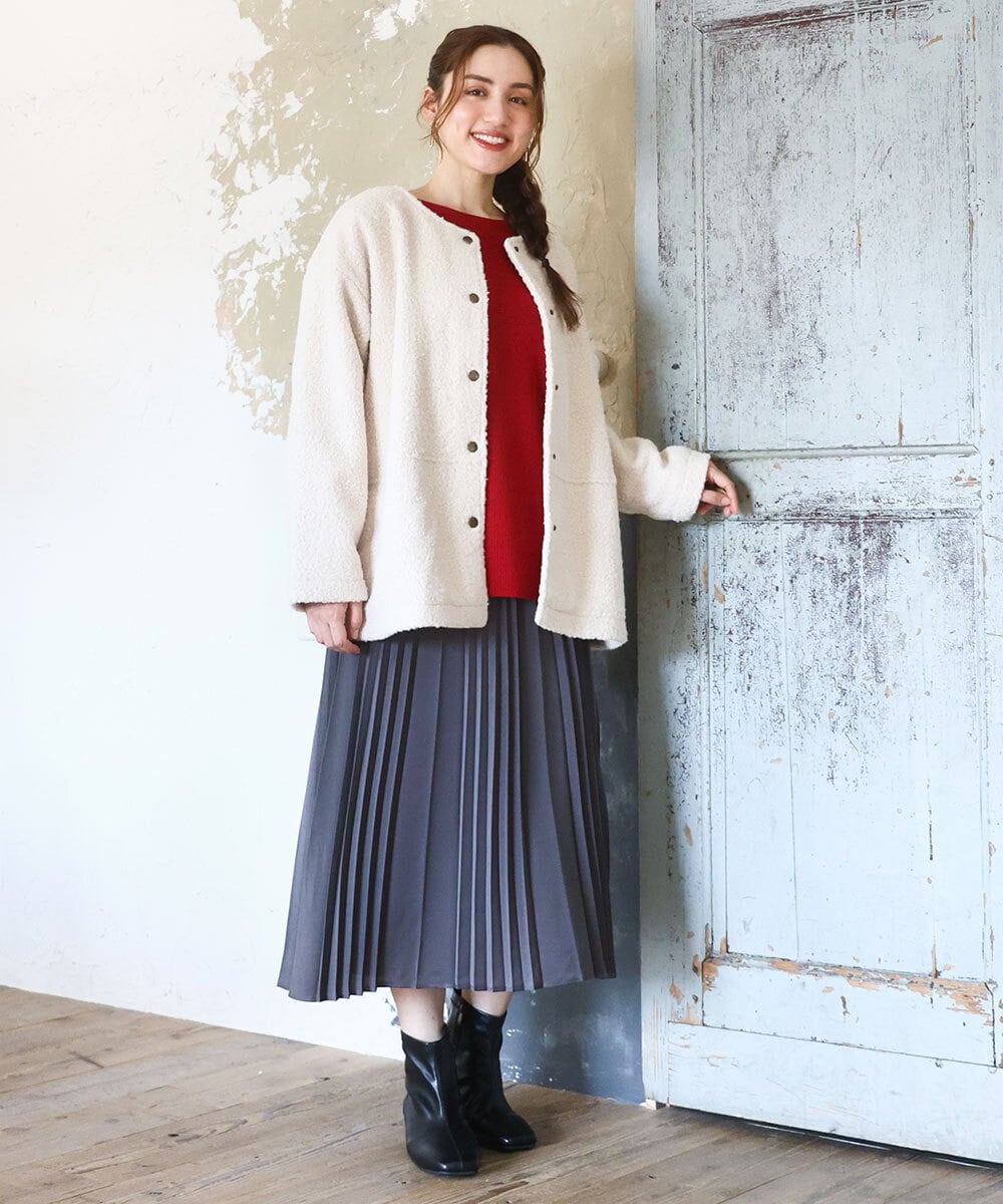 OLHAD07129 eur3(エウルキューブ) 【大きいサイズ】ランダムプリーツスカート ダークグレー(93)