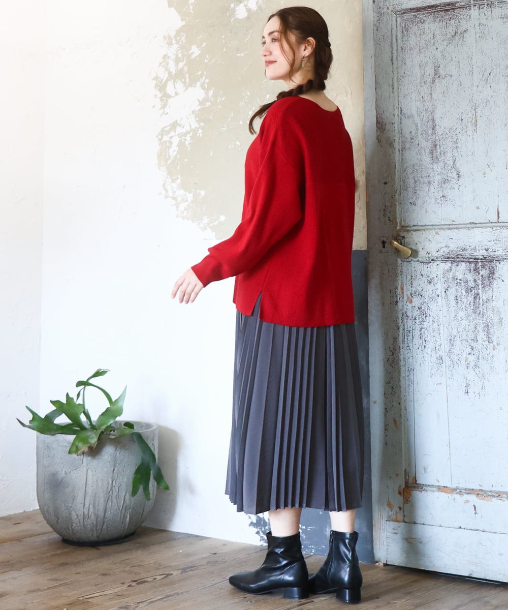 OLHAD07129 eur3(エウルキューブ) 【大きいサイズ】ランダムプリーツスカート ダークグレー(93)