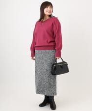 OLHAD08099 eur3(エウルキューブ) 【WEB先行販売】【大きいサイズ/a.v.v×eur3】ツイードタイトスカート ダークグレー(93)