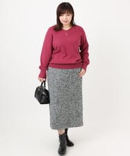 OLHAD08099 eur3(エウルキューブ) 【WEB先行販売】【大きいサイズ/a.v.v×eur3】ツイードタイトスカート ダークグレー(93)