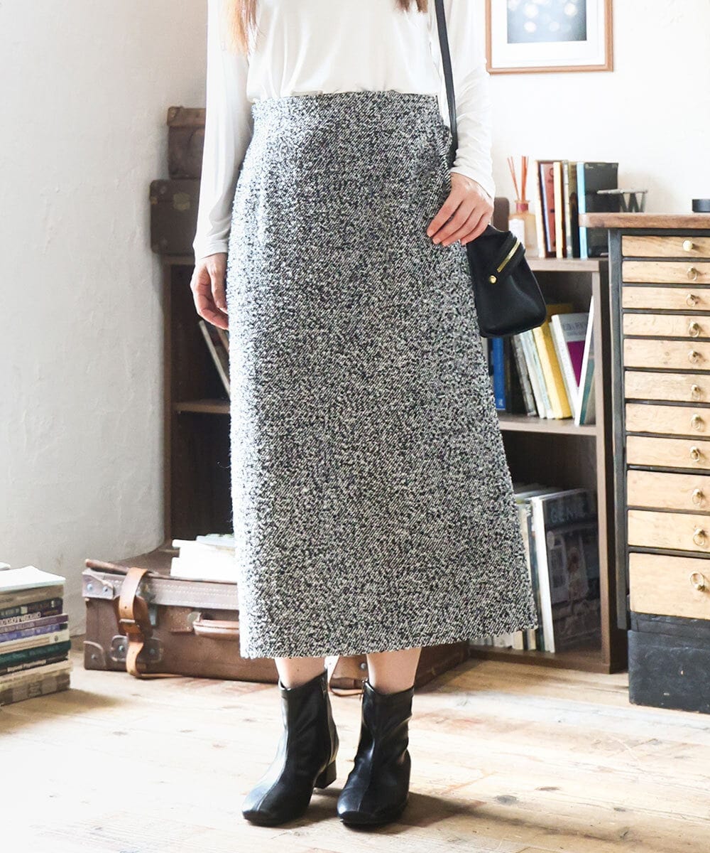 OLHAD08099 eur3(エウルキューブ) 【WEB先行販売】【大きいサイズ/a.v.v×eur3】ツイードタイトスカート ダークグレー(93)