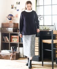 OLHAD08099 eur3(エウルキューブ) 【WEB先行販売】【大きいサイズ/a.v.v×eur3】ツイードタイトスカート ダークグレー(93)