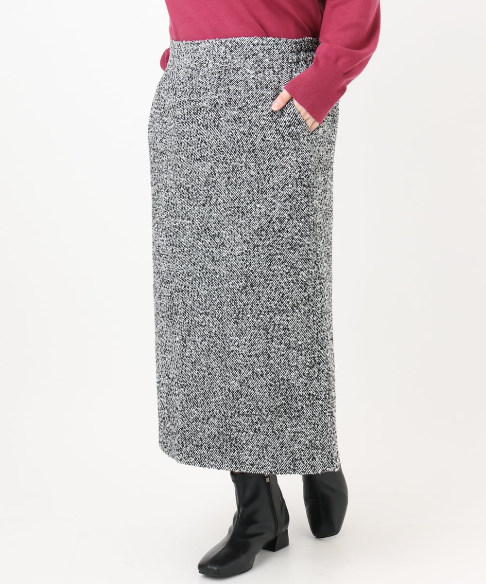 OLHAD08099 eur3(エウルキューブ) 【WEB先行販売】【大きいサイズ/a.v.v×eur3】ツイードタイトスカート ダークグレー(93)