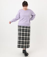 OLHAD08099 eur3(エウルキューブ) 【WEB先行販売】【大きいサイズ/a.v.v×eur3】ツイードタイトスカート ブラック(94)