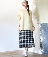OLHAD08099 eur3(エウルキューブ) 【WEB先行販売】【大きいサイズ/a.v.v×eur3】ツイードタイトスカート ブラック(94)