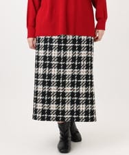 OLHAD08099 eur3(エウルキューブ) 【WEB先行販売】【大きいサイズ/a.v.v×eur3】ツイードタイトスカート ブラック(94)