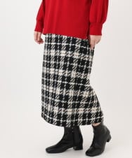 OLHAD08099 eur3(エウルキューブ) 【WEB先行販売】【大きいサイズ/a.v.v×eur3】ツイードタイトスカート ブラック(94)