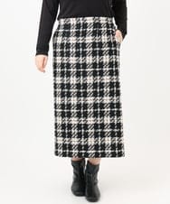 OLHAD08099 eur3(エウルキューブ) 【WEB先行販売】【大きいサイズ/a.v.v×eur3】ツイードタイトスカート ブラック(94)