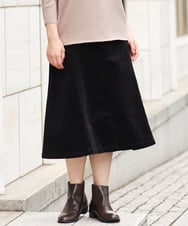 OLHAS01100 eur3(エウルキューブ) 【大きいサイズ】コーデュロイフレアスカート ブラック(94)