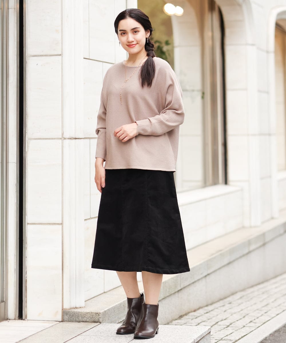 OLHAS01100 eur3(エウルキューブ) 【大きいサイズ】コーデュロイフレアスカート ブラック(94)