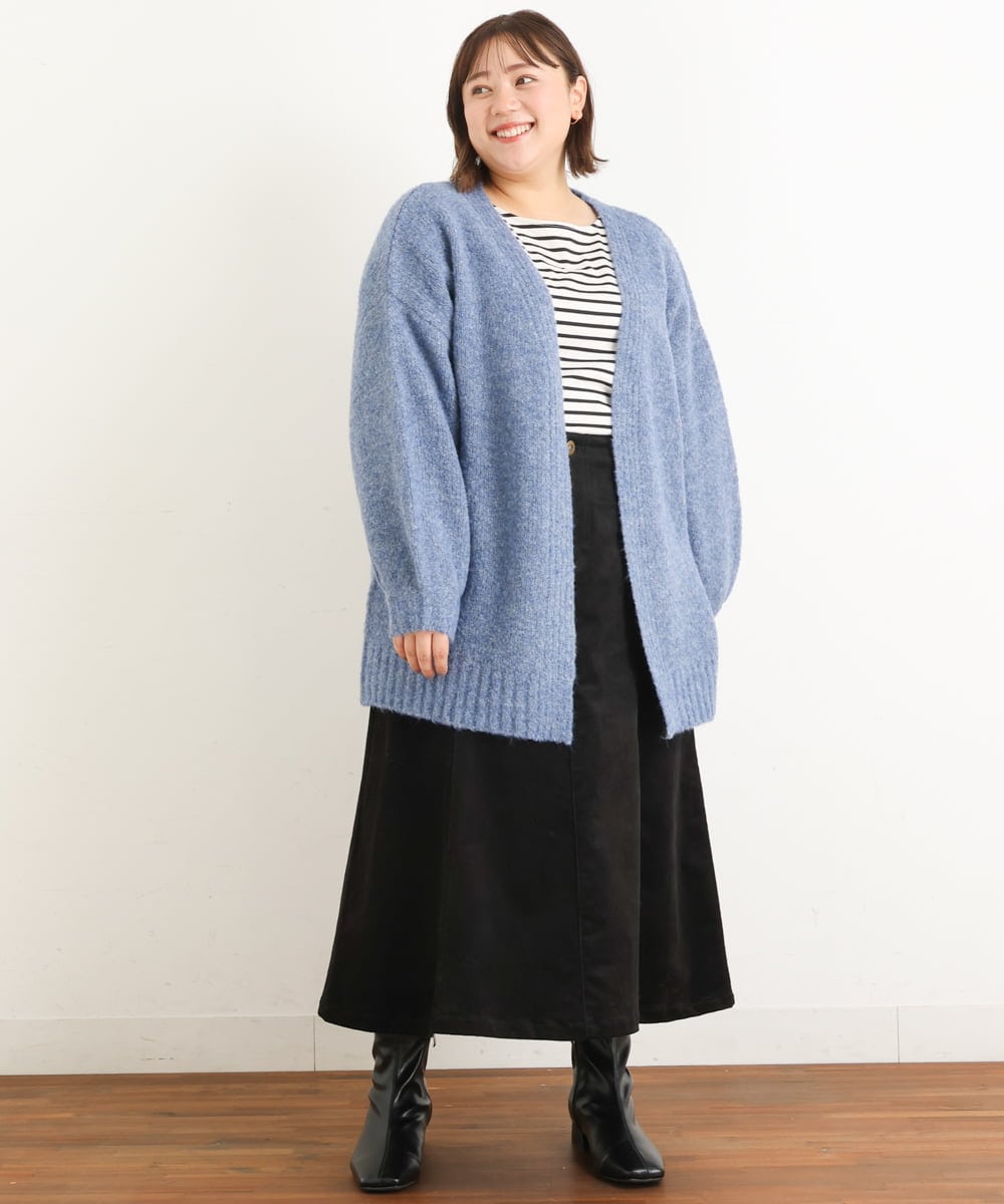 OLHAS01100 eur3(エウルキューブ) 【大きいサイズ】コーデュロイフレアスカート ブラック(94)