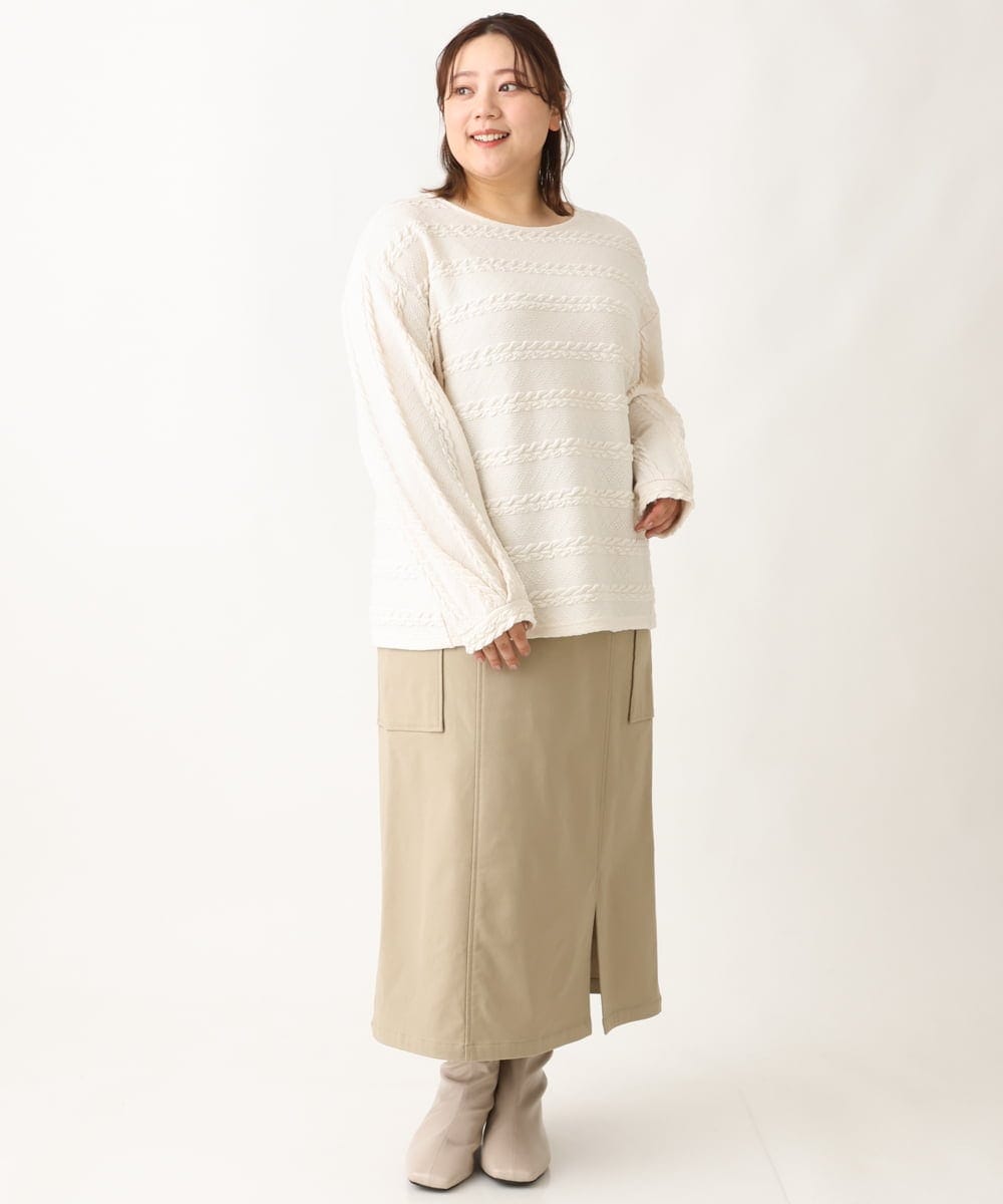 OLHAV13089 eur3(エウルキューブ) 【大きいサイズ/a.v.v×eur3】洗える裏起毛タイトスカート ベージュ(82)