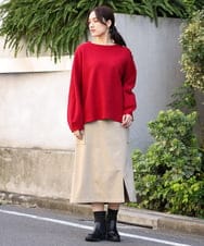 OLHAV13089 eur3(エウルキューブ) 【大きいサイズ/a.v.v×eur3】洗える裏起毛タイトスカート ベージュ(82)