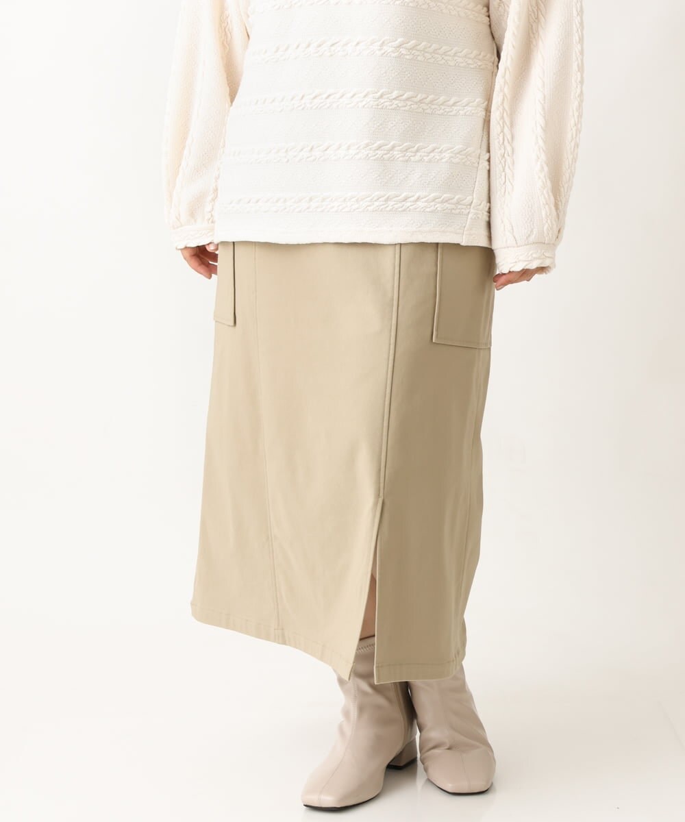 OLHAV13089 eur3(エウルキューブ) 【大きいサイズ/a.v.v×eur3】洗える裏起毛タイトスカート ベージュ(82)