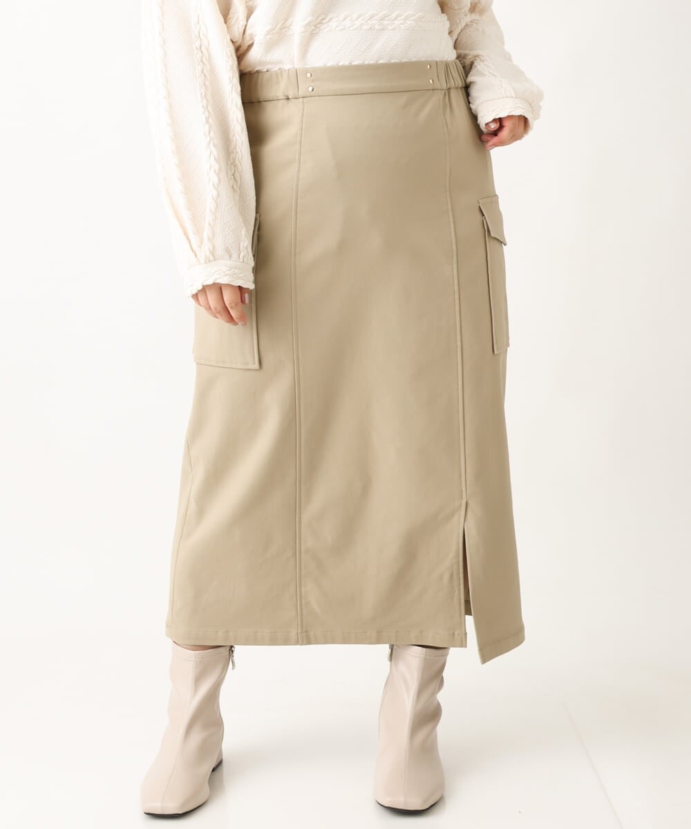OLHAV13089 eur3(エウルキューブ) 【大きいサイズ/a.v.v×eur3】洗える裏起毛タイトスカート ベージュ(82)