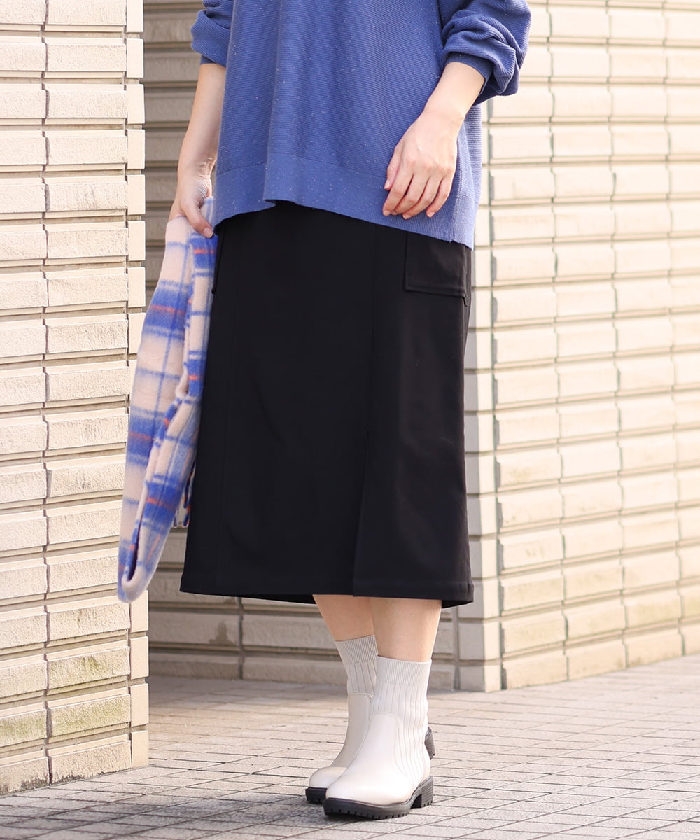 OLHAV13089 eur3(エウルキューブ) 【大きいサイズ/a.v.v×eur3】洗える裏起毛タイトスカート ブラック(94)