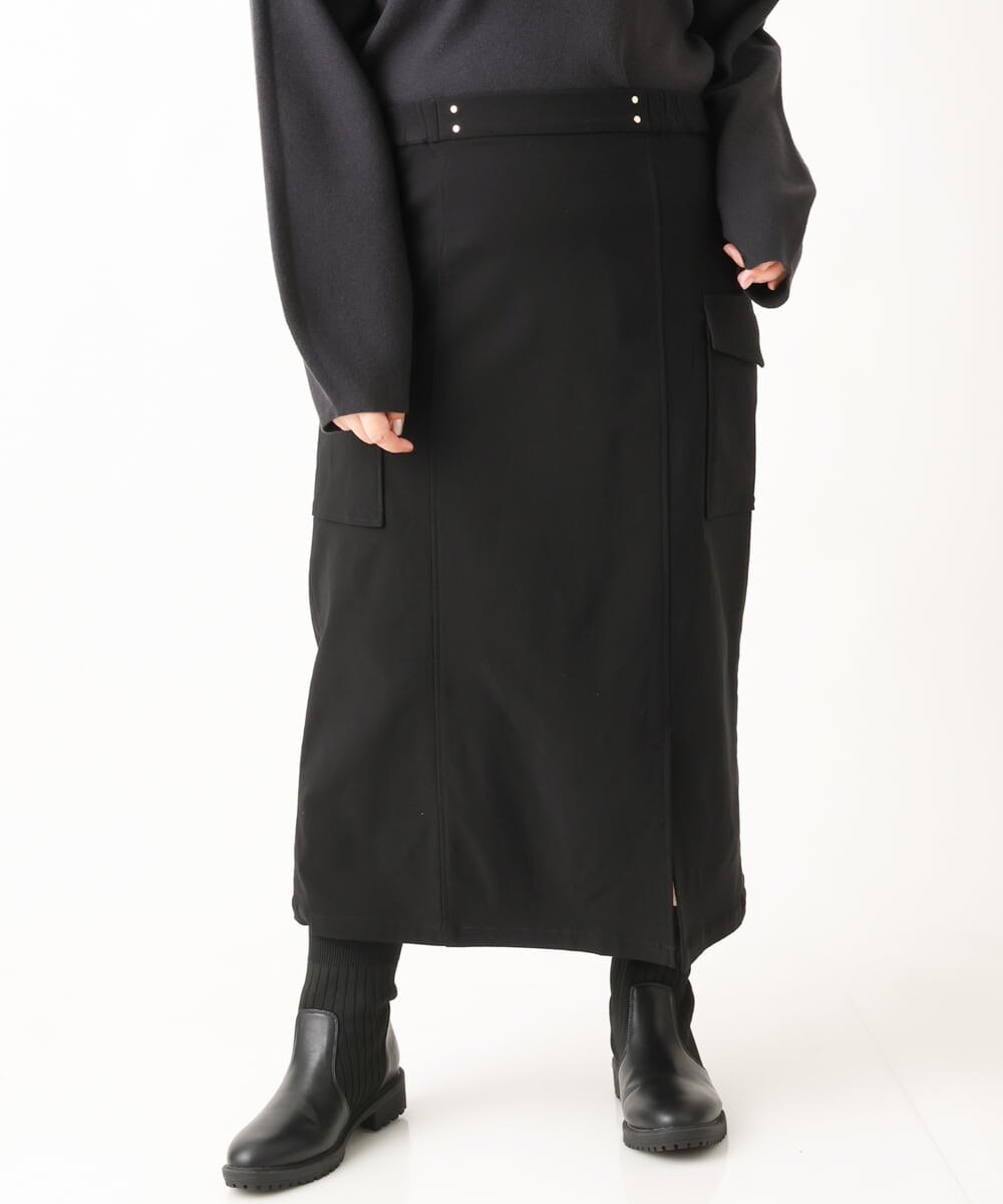 OLHAV13089 eur3(エウルキューブ) 【大きいサイズ/a.v.v×eur3】洗える裏起毛タイトスカート ブラック(94)