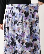 OLHAV15129 eur3(エウルキューブ) 【大きいサイズ】ペイントフラワープリントスカート ネイビー(57)