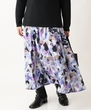 OLHAV15129 eur3(エウルキューブ) 【大きいサイズ】ペイントフラワープリントスカート ネイビー(57)