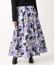 OLHAV15129 eur3(エウルキューブ) 【大きいサイズ】ペイントフラワープリントスカート ネイビー(57)