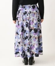 OLHAV15129 eur3(エウルキューブ) 【大きいサイズ】ペイントフラワープリントスカート ネイビー(57)