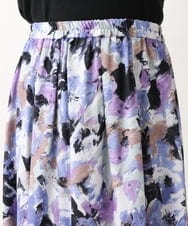 OLHAV15129 eur3(エウルキューブ) 【大きいサイズ】ペイントフラワープリントスカート ネイビー(57)
