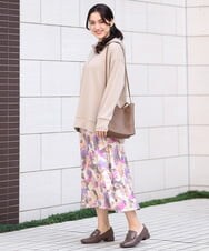 OLHAV15129 eur3(エウルキューブ) 【大きいサイズ】ペイントフラワープリントスカート ベージュ(82)
