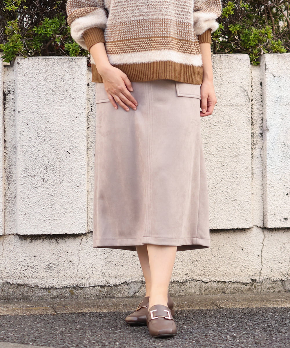 OLHAV16119 eur3(エウルキューブ) 【大きいサイズ】マシュマロタッチフェイクスエードスカート ベージュ(82)