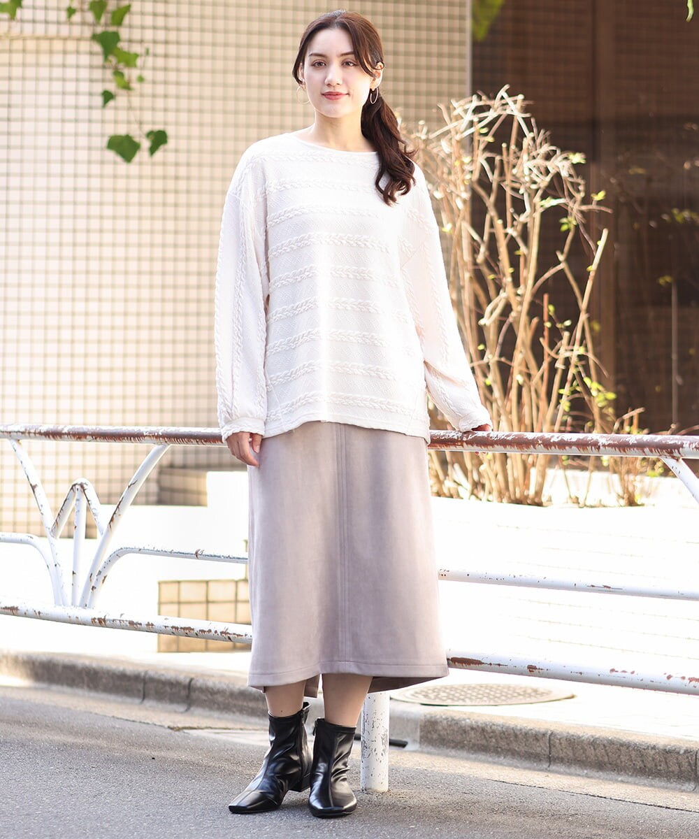 OLHAV16119 eur3(エウルキューブ) 【大きいサイズ】マシュマロタッチフェイクスエードスカート ベージュ(82)