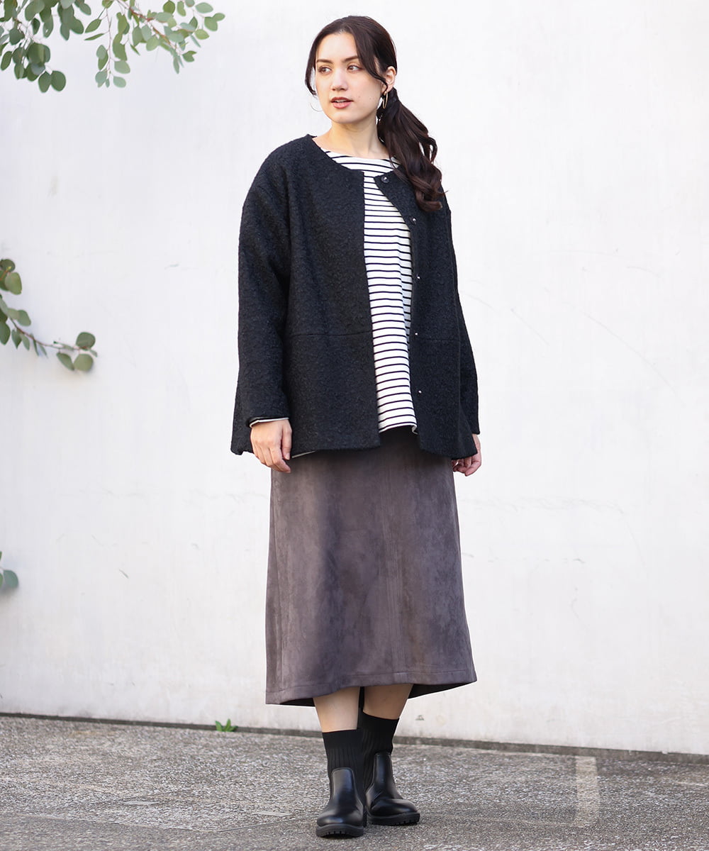 OLHAV16119 eur3(エウルキューブ) 【大きいサイズ】マシュマロタッチフェイクスエードスカート ダークグレー(93)