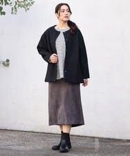 OLHAV16119 eur3(エウルキューブ) 【大きいサイズ】マシュマロタッチフェイクスエードスカート ダークグレー(93)