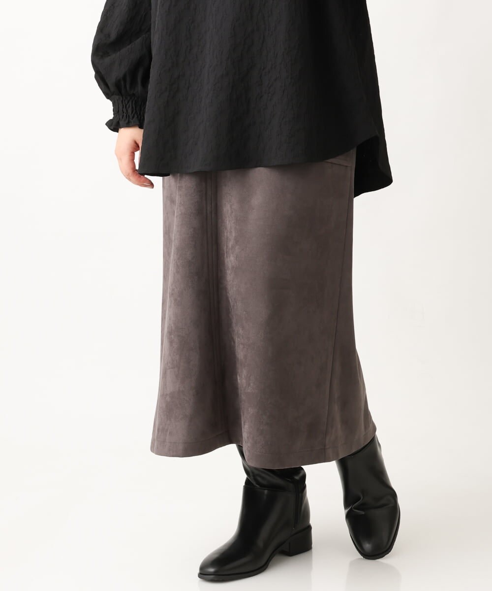 OLHAV16119 eur3(エウルキューブ) 【大きいサイズ】マシュマロタッチフェイクスエードスカート ダークグレー(93)