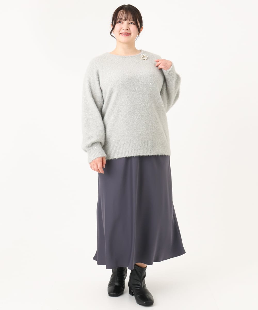 OLHBA14129 eur3(エウルキューブ) 【大きいサイズ】サテンバックフレアスカート ダークグレー(93)