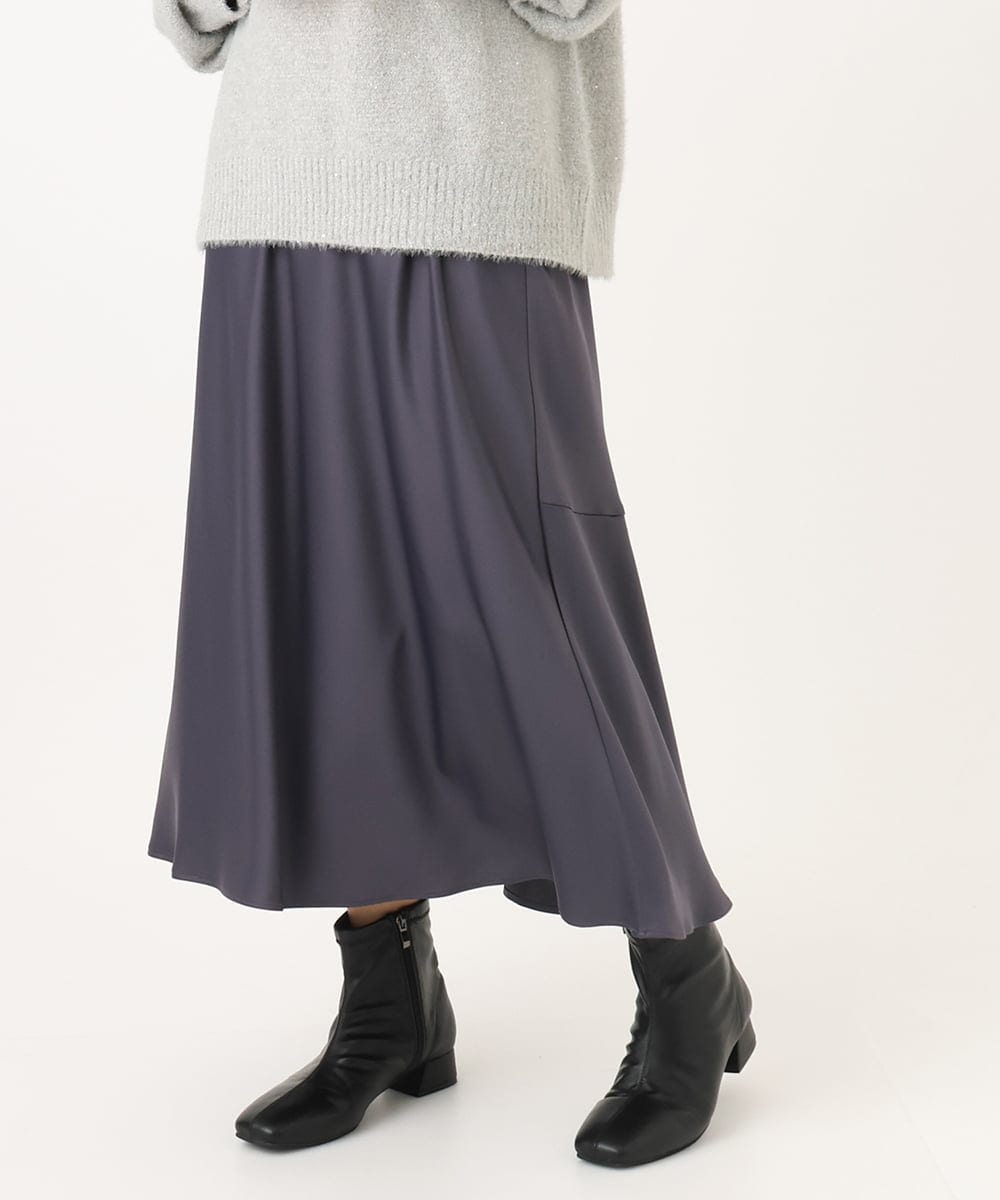 OLHBA14129 eur3(エウルキューブ) 【大きいサイズ】サテンバックフレアスカート ダークグレー(93)