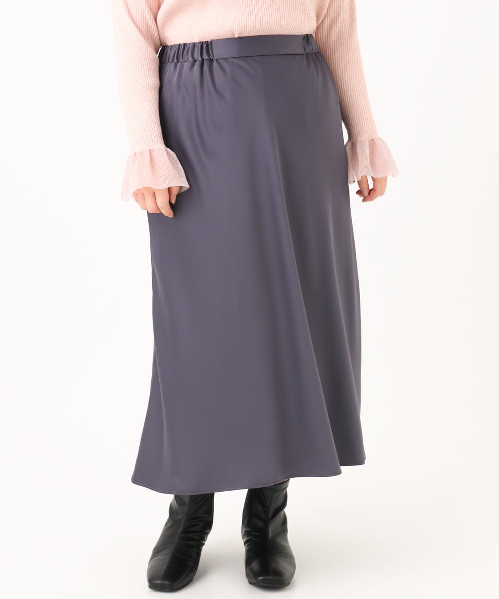 OLHBA14129 eur3(エウルキューブ) 【大きいサイズ】サテンバックフレアスカート ダークグレー(93)